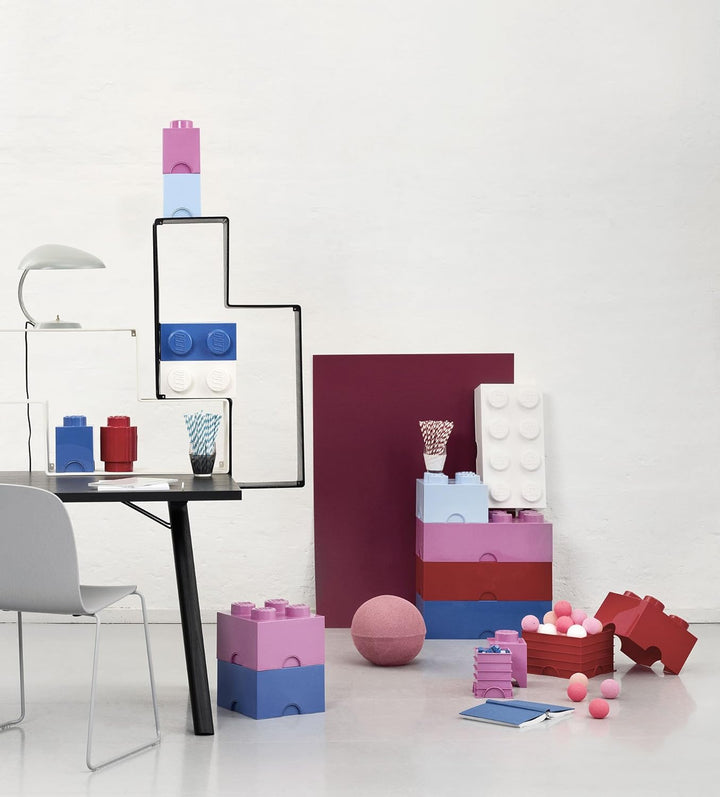 LEGO Aufbewahrungsstein, 8 Noppen, Stapelbare Aufbewahrungsbox, 12 l, rosa Pink, Pink
