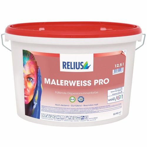 Relius Malerweiss PRO Grösse 12,5 LTR, Farbe weiss/Basis 1 12.5 l (1er Pack) Weiss / Basis 1, 12.5 l