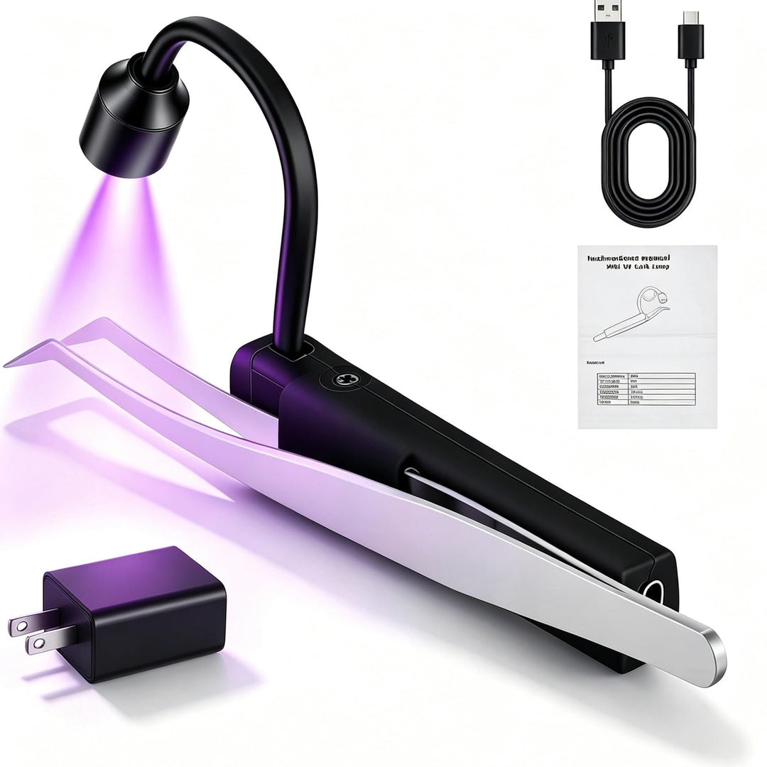 Mini UV Wimpern Lampe, 1 W Hand-UV-Lampe mit Pinzette, UV Lampe mit Touch-Sensor &amp; Biegbarem Schwane
