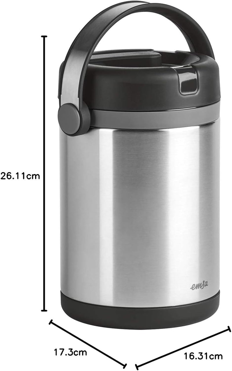 Emsa 509245 Isolier-Speisegefäss, Mobil geniessen, 1,7 Liter, Mit 2 Speiseeinsätzen, 100% dicht, Mob