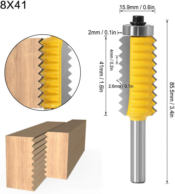 Hartmetall Verleimfräser 8mm Schaft,8 X 41 Anti Reverse Design Hartmetall Fräser,Kompakt und Tragbar
