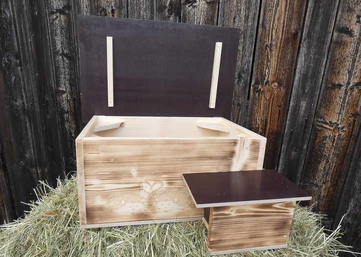 Premium XXL Igelhaus edel Geflammt ohne Boden 62cm x 50cm x 29cm Igelhotel 20mm Vollholz Winterfest