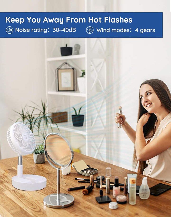 Primevolve 7.7" Ventilator Faltbarer mit Fernbedienung, 7200mAh Akku USB Standventilator Fan Tragbar