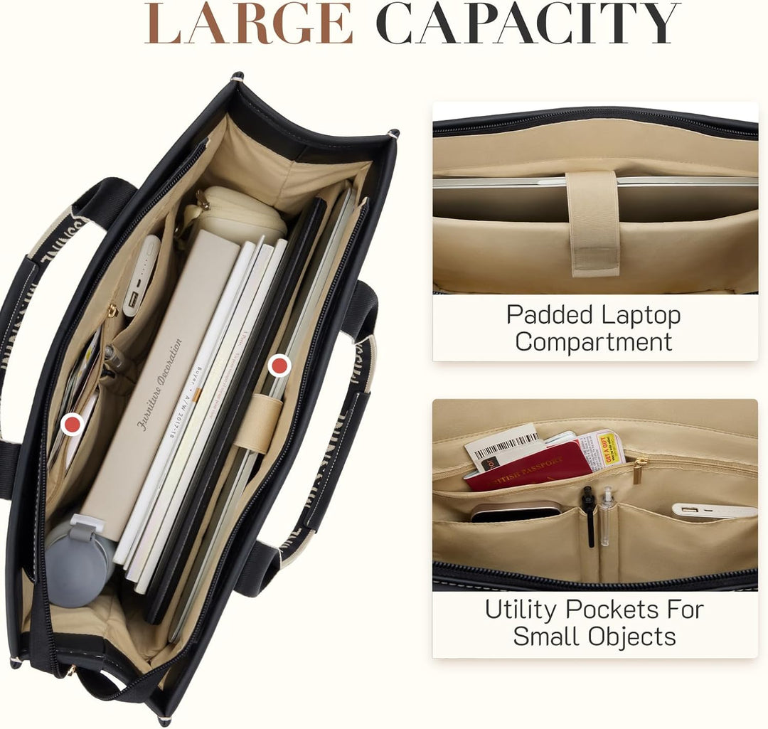 Missnine Tragetasche Canvas-Laptoptasche 15,6 Zoll Handtasche Damen Aktentasche für Damen grosse Kap