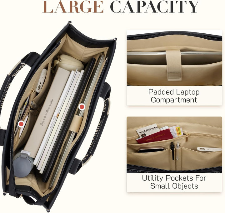 Missnine Tragetasche Canvas-Laptoptasche 15,6 Zoll Handtasche Damen Aktentasche für Damen grosse Kap
