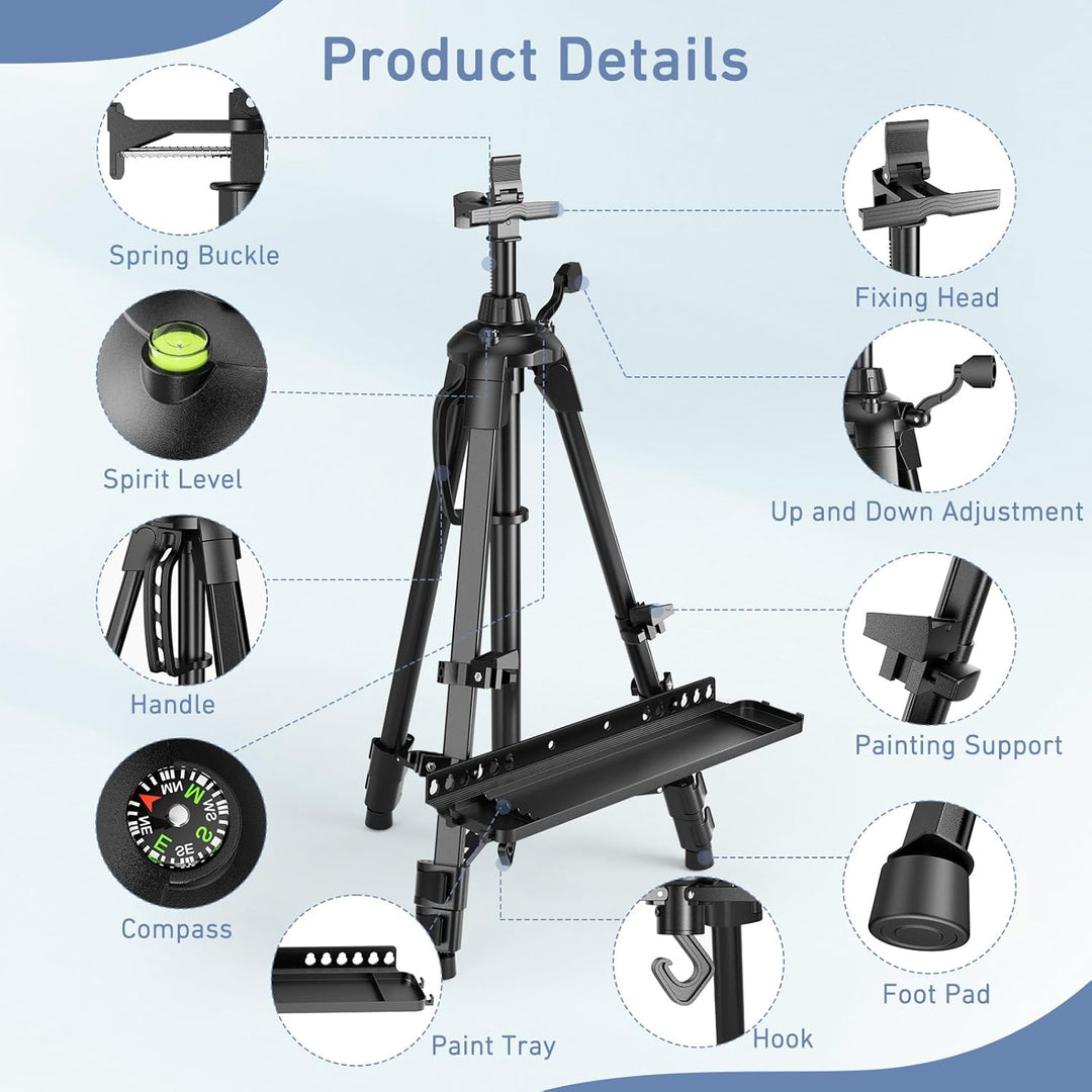 Staffelei Ständer 50-160cm verstellbar, staffeleien gross, Professionelle Kunststaffelei für erwachs
