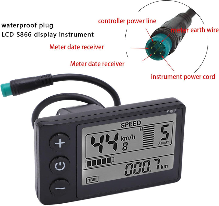 LCD Display für Fahrrad, 22,2mm Lenkerhalterung, ABS-Material, Wasserdicht, mit Hintergrundbeleuchtu