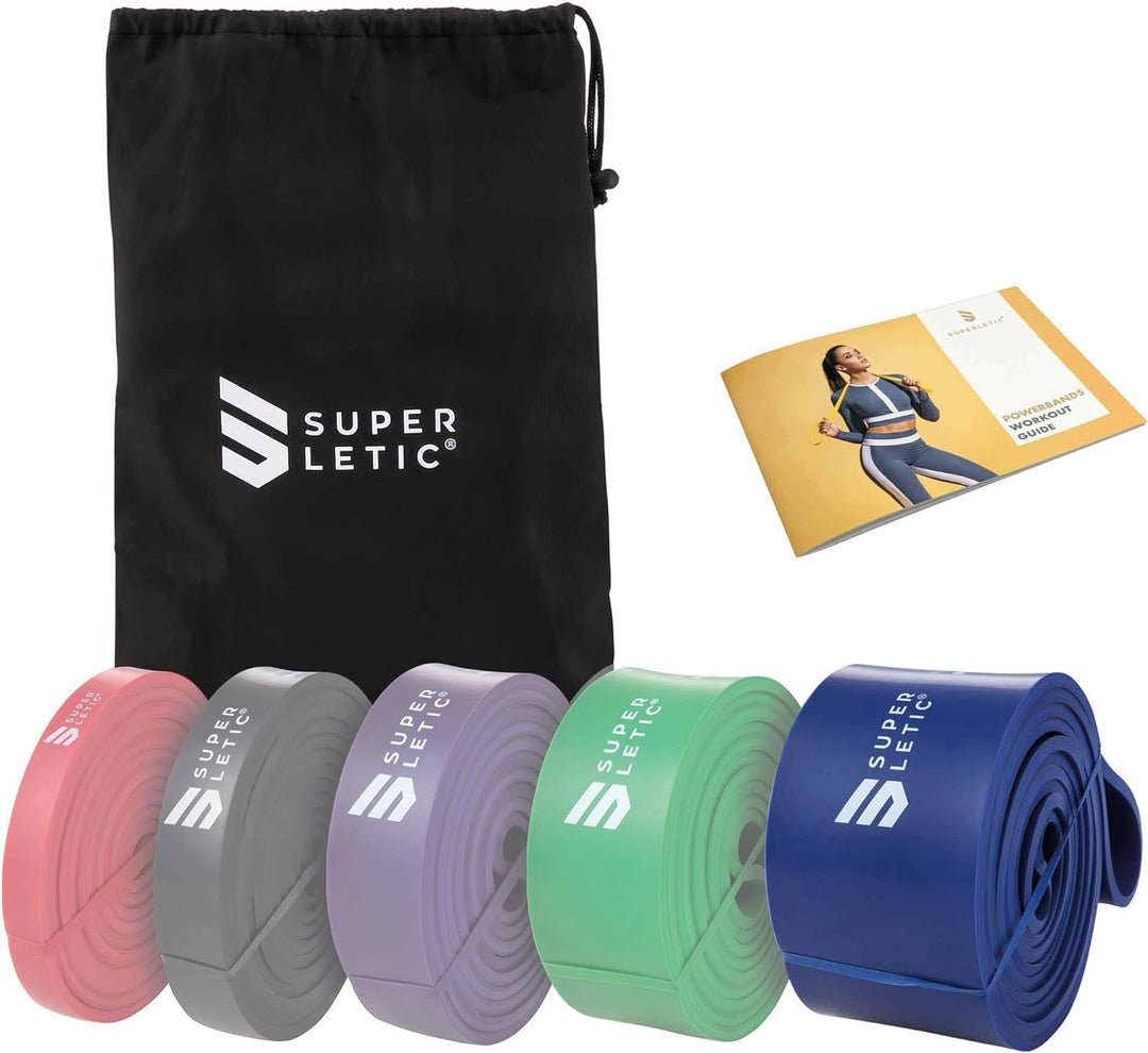 SUPERLETIC Powerbands, Widerstands-Fitness-Bänder, einzeln oder im Set, Pullup-, Resistance und Body