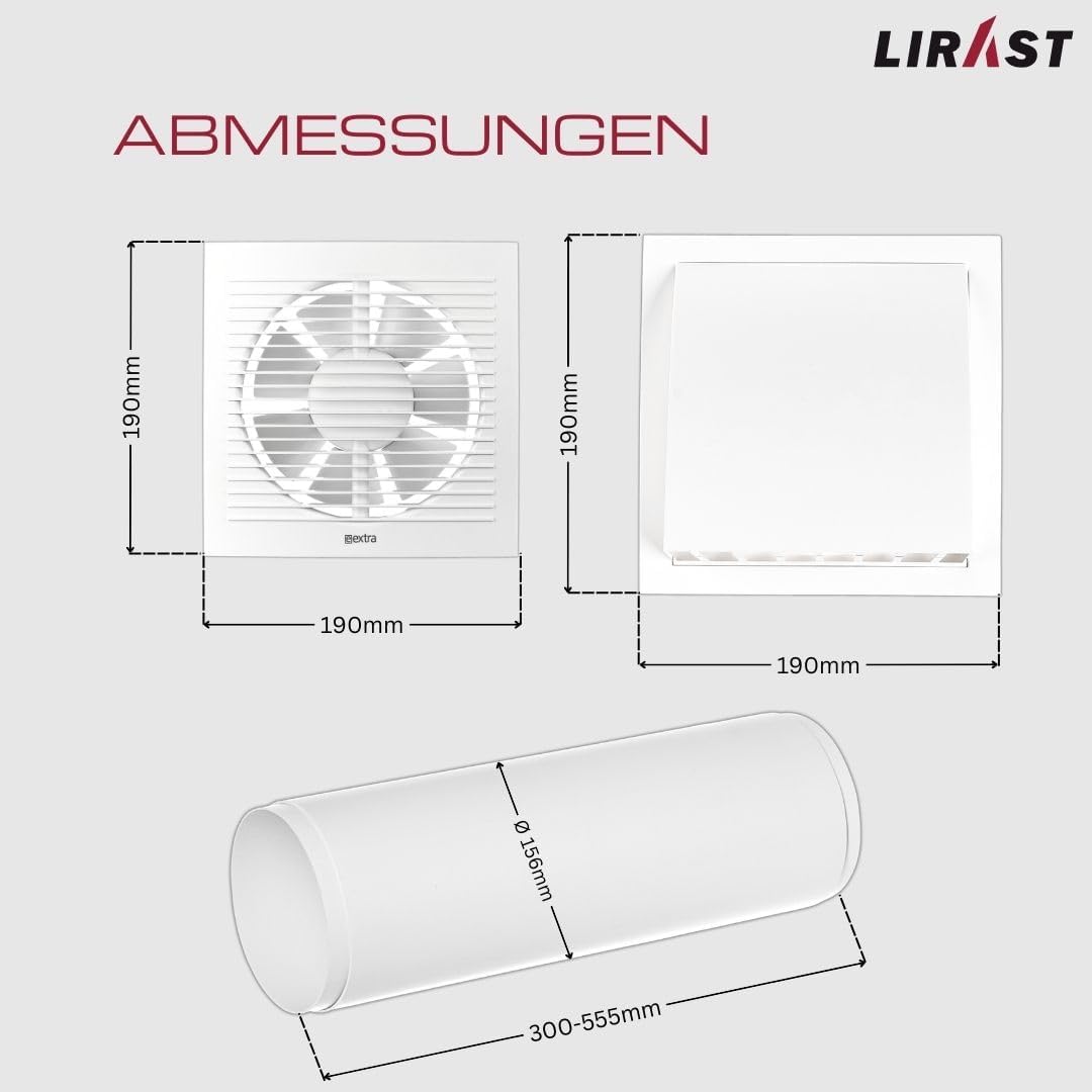 Ø 150mm Dezentrale Wohnraumlüftung mit Wärmerückgewinnung - Mit Kabel und Zugschnur Ø 150mm Weiss, Ø