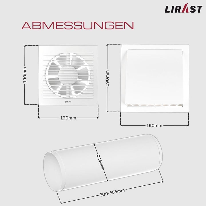 Ø 150mm Dezentrale Wohnraumlüftung mit Wärmerückgewinnung - Mit Kabel und Zugschnur Ø 150mm Weiss, Ø