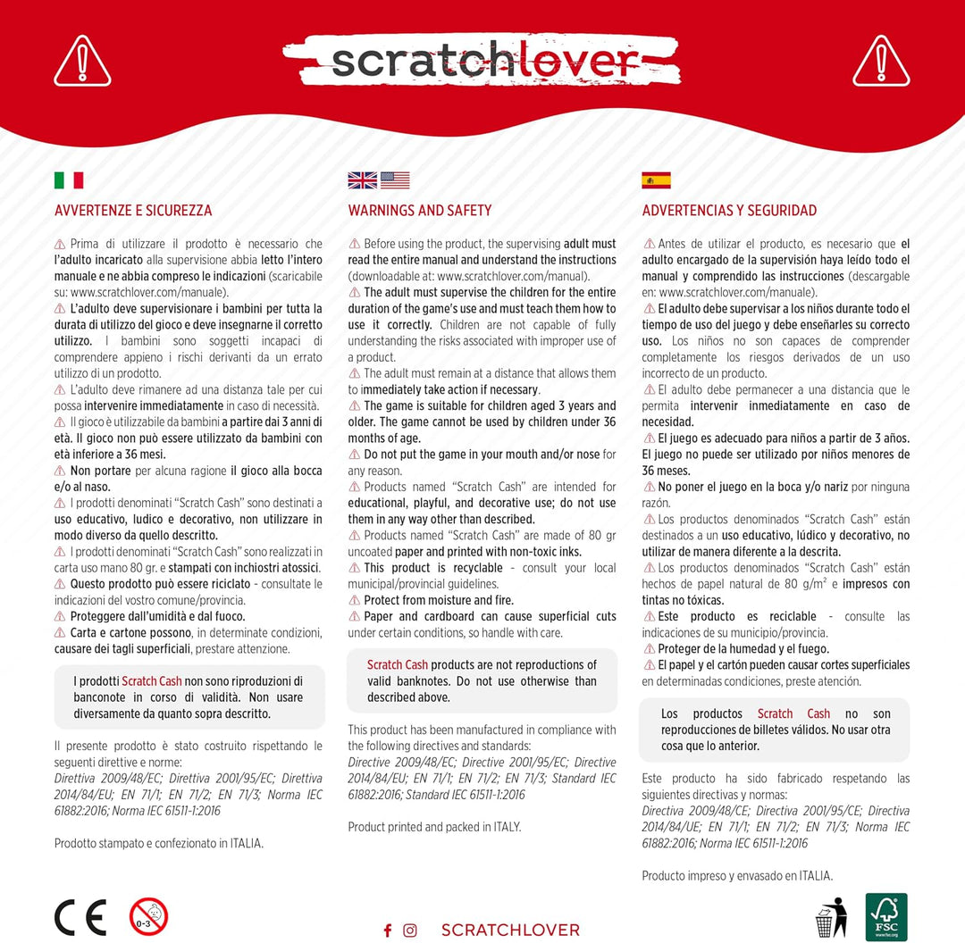Scratch Cash Bundle ₤ Lire Geld zum Spielen - 7 Schläger 25 x ₤ 1.000, 2.000, 5.000, 10.000, 50.000,