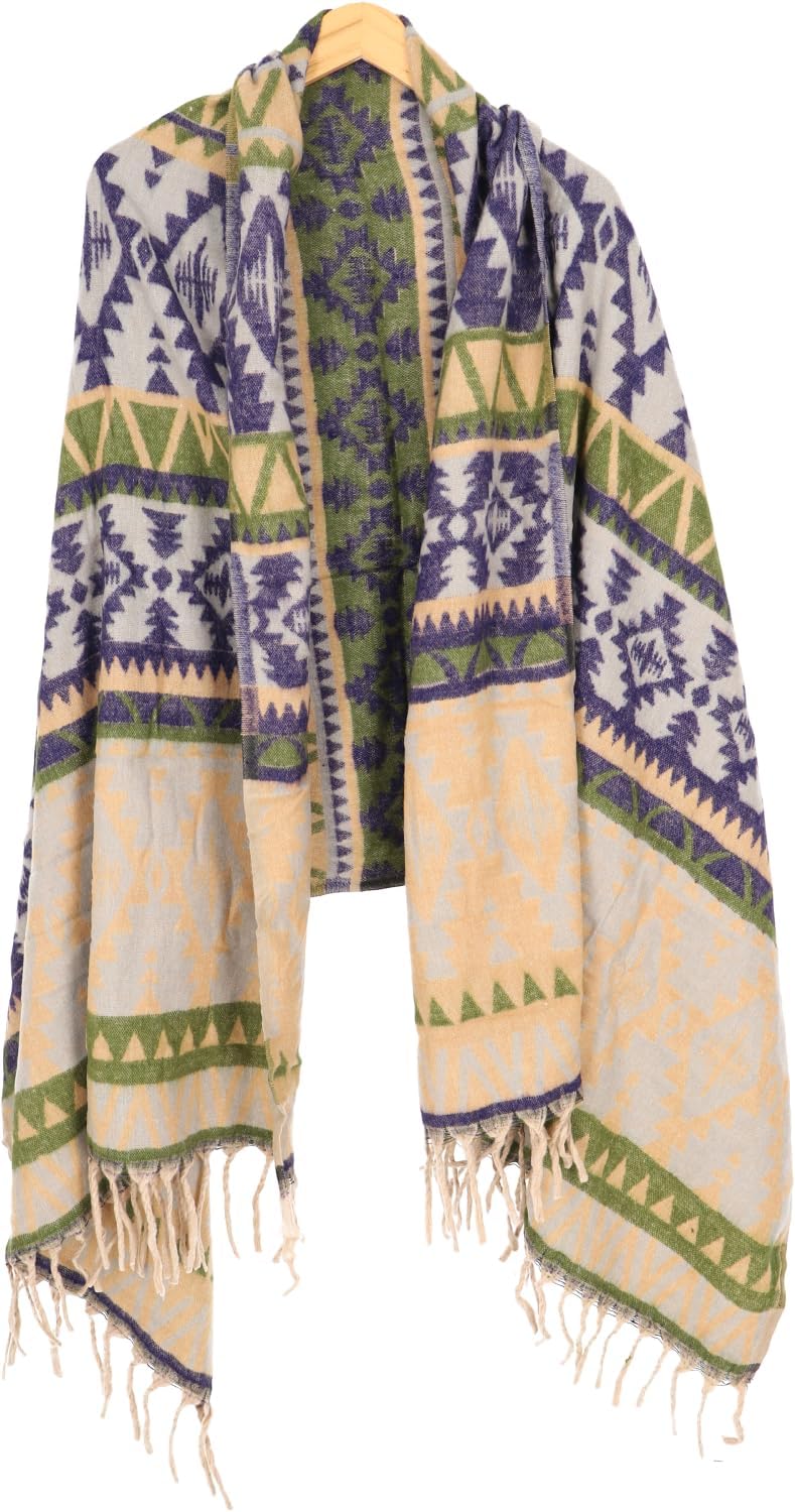 GURU SHOP Weicher Pashmina Schal/Stola, Schultertuch, Plaid, Herren/Damen, Mehrfarbig, Synthetisch,