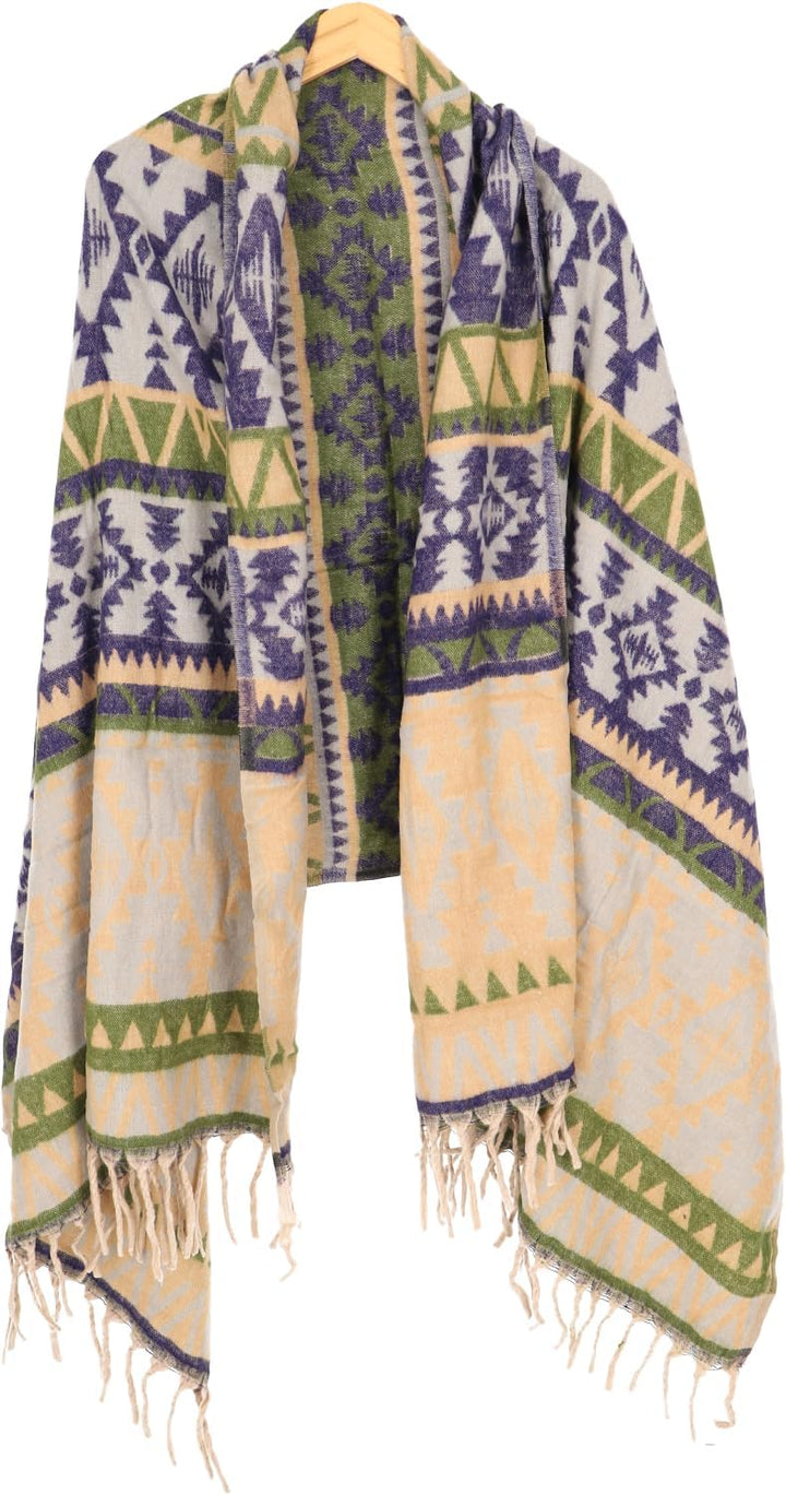 GURU SHOP Weicher Pashmina Schal/Stola, Schultertuch, Plaid, Herren/Damen, Mehrfarbig, Synthetisch,