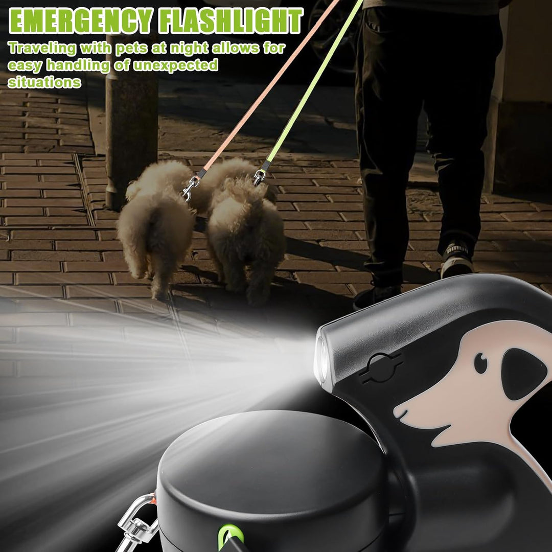 Doppelte Einziehbare Hundeleine, Rollleine Mit Led Licht, Ausziehbare Doppel Hundeleine Für 2 Hunde,