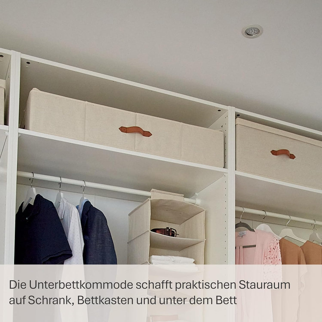LOVE IT STORE IT Premium Unterbettkommode - Unterbett Aufbewahrungsbox für Bettwäsche - Aus Leinen-B