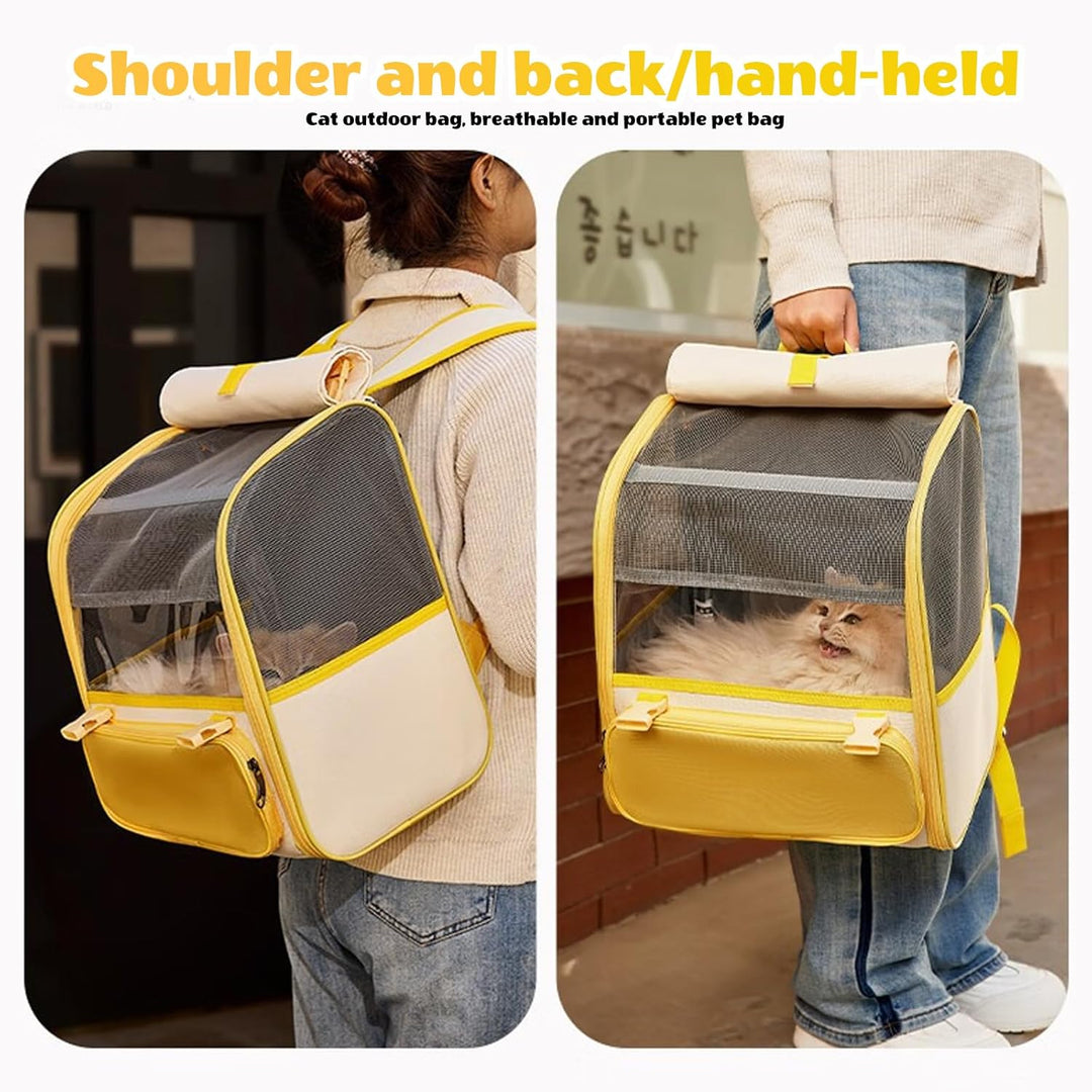 Katzenrucksack, Haustier Rucksack mit Netzfenster und Tragegriff, Tragbare und Faltbare Rucksack Hun