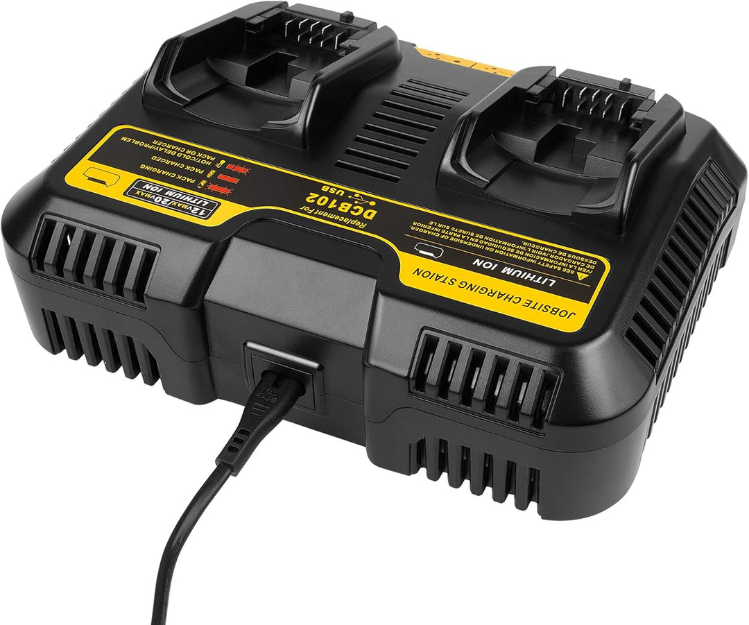 ASUNCELL Dual Port Akku Ladegerät Kompatibel mit Dewalt DCB115 18V XR, 3.0A 12V-20V MAX Li-Ion Schne