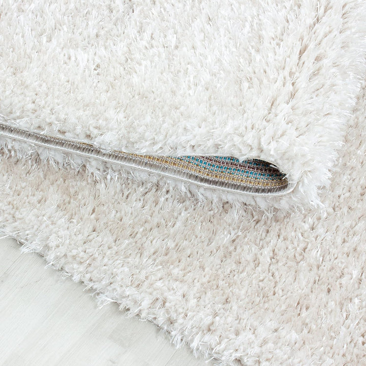 Teppium Hochflor Teppich Wohnzimmer 80 cm Rund Natur - Flauschiger Shaggy Teppich Extra Weich und Ei