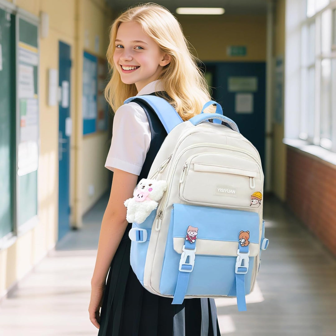 Tanou Schulranzen Mädchen 4-teilig, Schultasche Kinder Rucksack Schule Teenager 3.-7. Klasse, Stilvo
