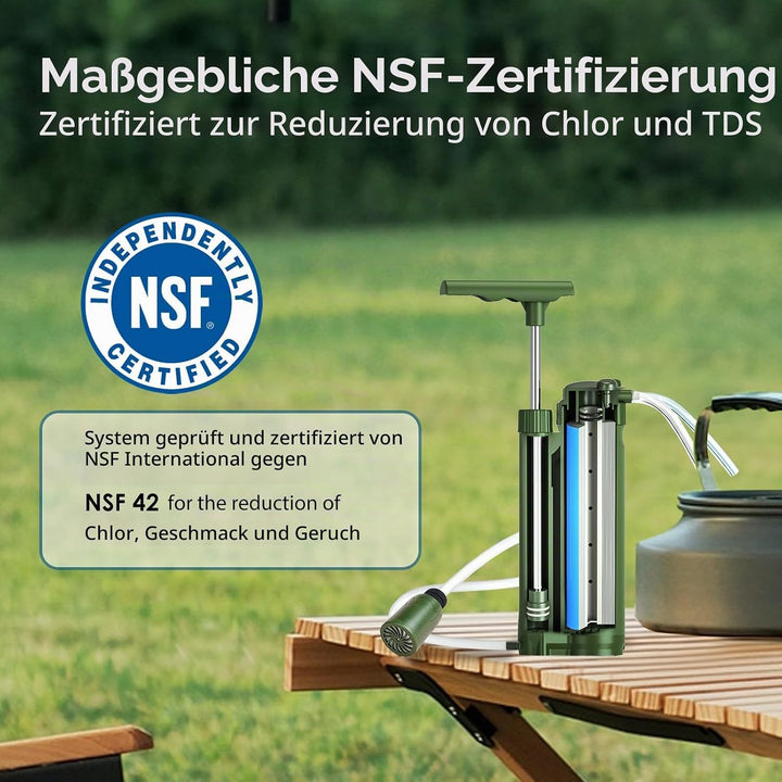 Purewell Tragbare Wasserfilterpumpe, RO-Membran-Überlebenspumpe, 0,0001 Mikron Wasserfiltersystem, 3