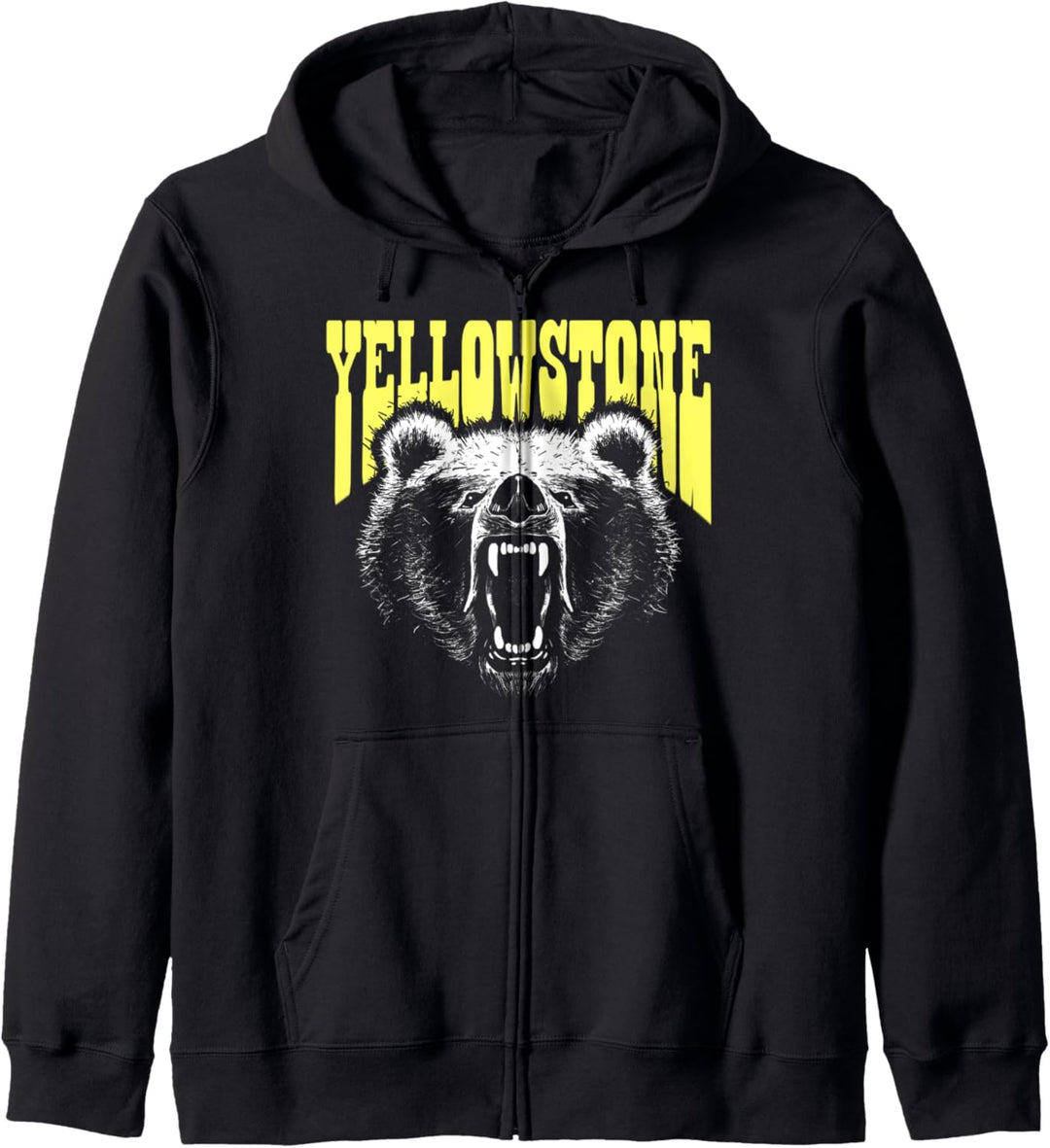 Yellowstone Growling Grizzly Bear Illustration Retro Vintage Kapuzenjacke