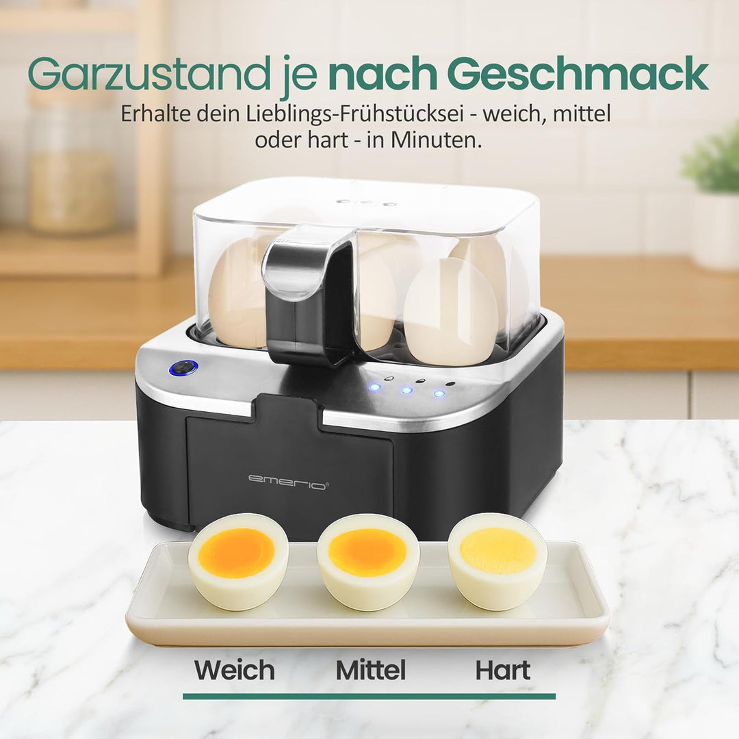 EMERIO sprechender Eierkocher SIEGER Preis/Leistung NEUHEIT kocht alle drei Garstufen [weich|mittel|