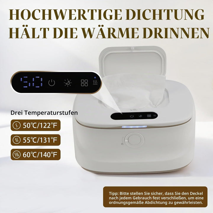 Baby-Feuchttuchwärmer, 3 Temperatur- und 3 warmen Nachtlichtern, schnelles Aufheizen, USB-Aufladung,