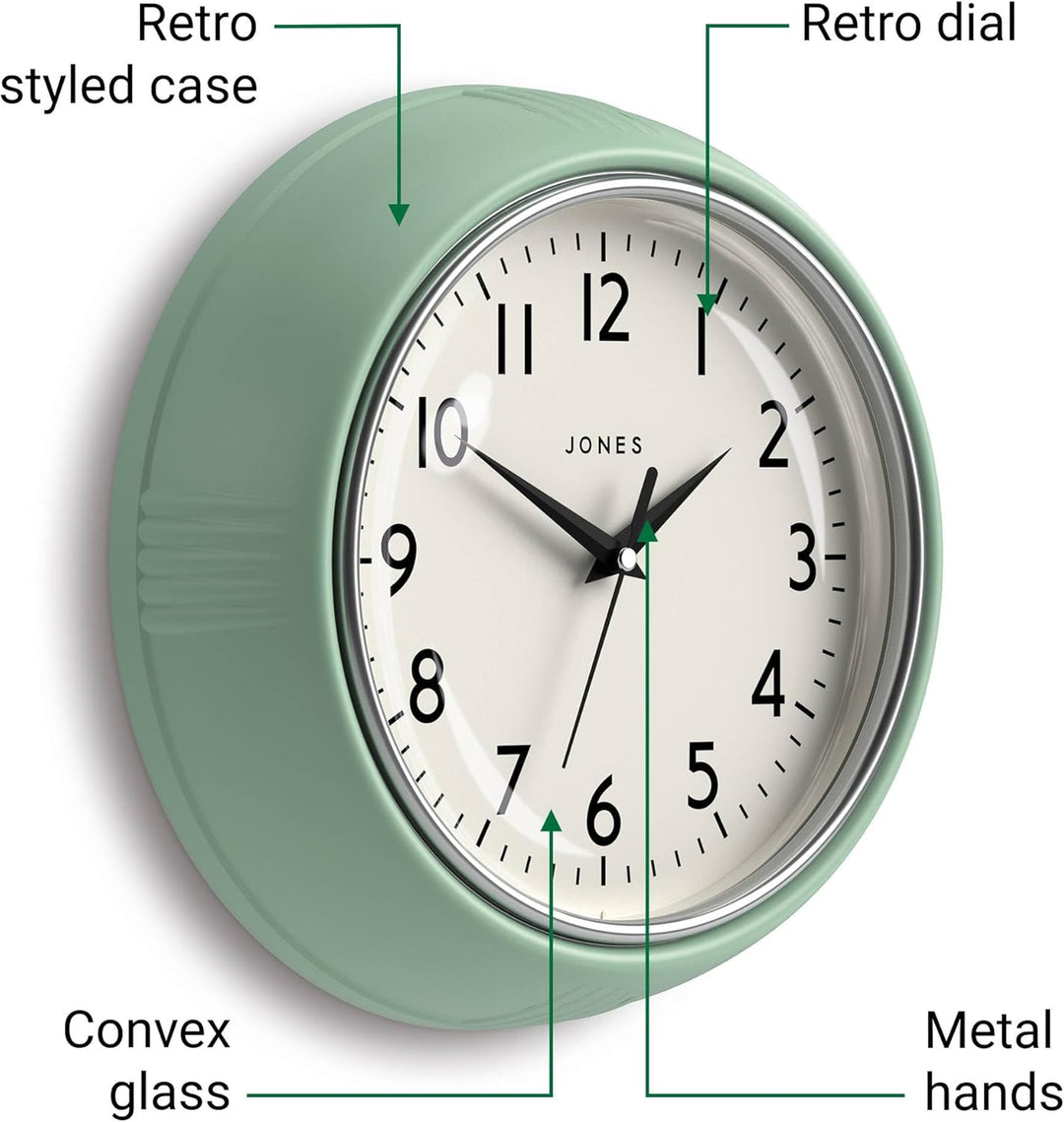 JONES CLOCKS® Ketchup-Wanduhr, Retro-Design, perfekt für die Küche, Heimbüro, Schlafzimmer 25cm (Neo
