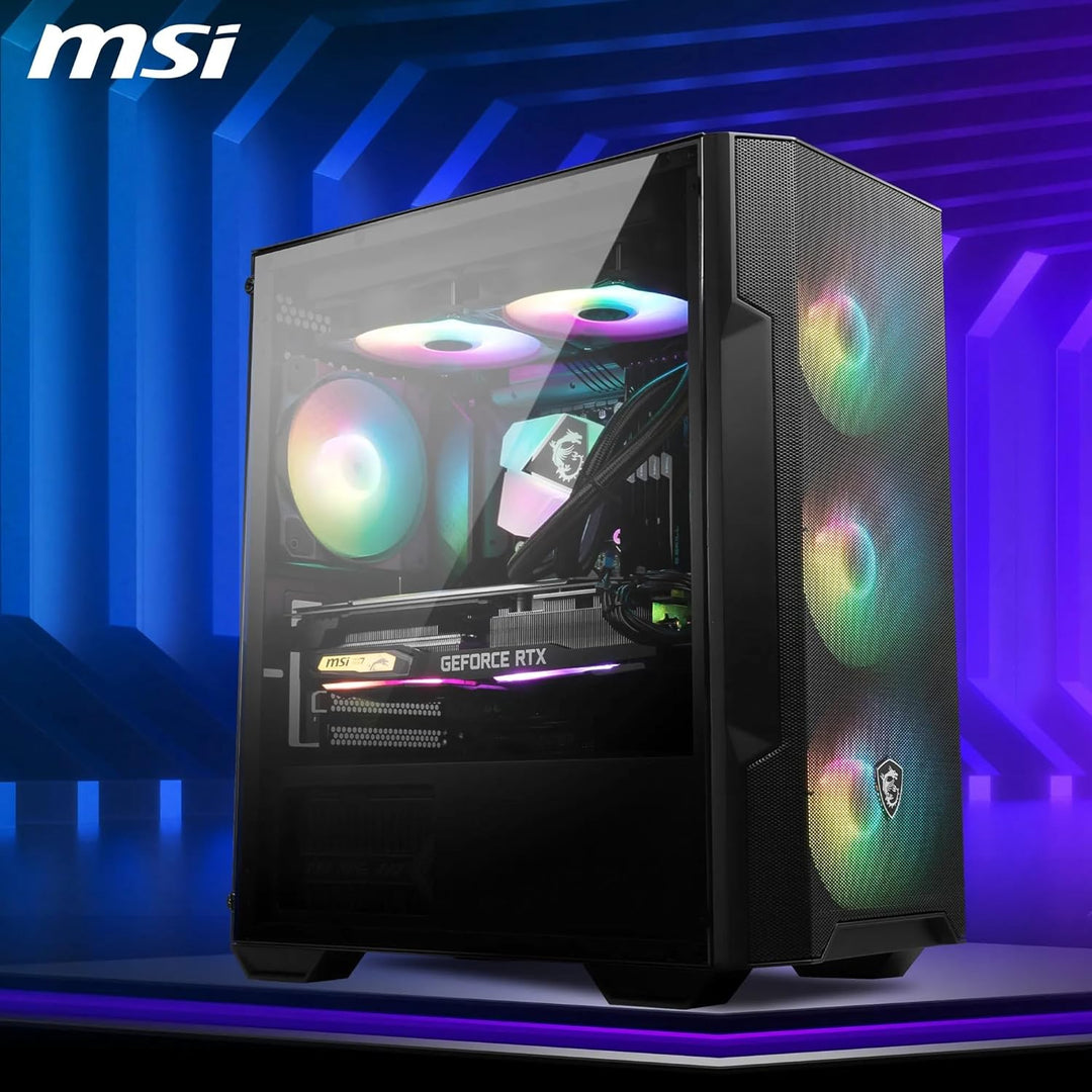 MSI MAG FORGE M100R Mini-Tower PC-Gehäuse, gehärtetes Glas, unterstützt Micro-ATX & Mini-ITX, Mesh-F