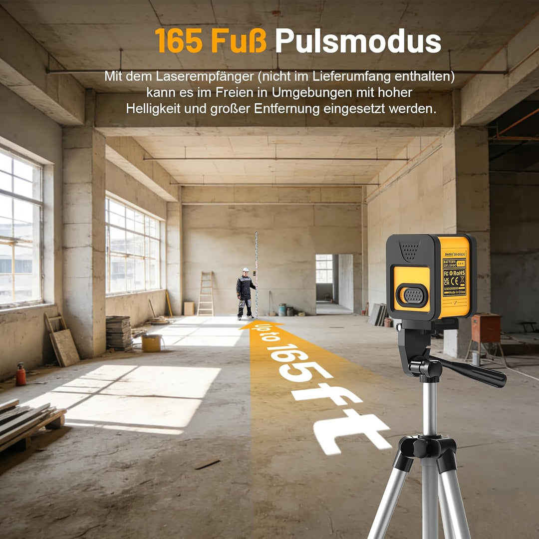 Laser Wasserwaage mit 1m Stativ, 50m Pulsmodus SAVSEC Kreuzlinienlaser Selbstnivellierend, Vertikale