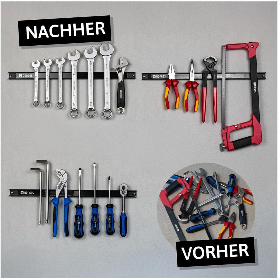 Dönges Magnetleiste 6er Set - Werkzeughalter Wand | 46cm aus Stahl | 23kg Tragkraft | Magnetischer W