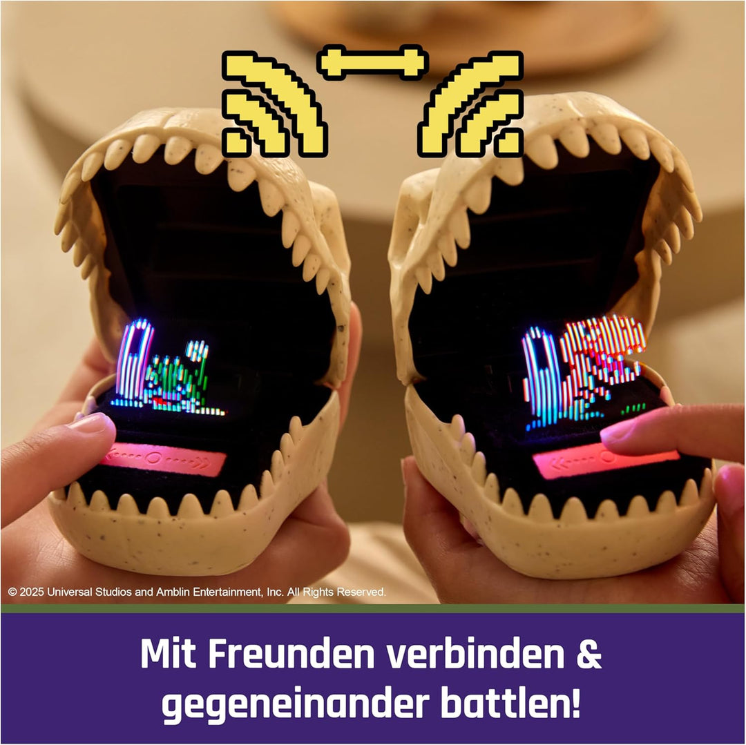 Bitzee Jurassic World – Interaktives Dino-Spielzeug im T-Rex-Design, mit 25 virtuellen Dinosauriern,