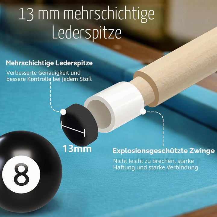 Billard Queue 18 19 20 21 oz, 58" Pool Queue Sticks 13mm Spitzen für Professionelle Billardspieler,