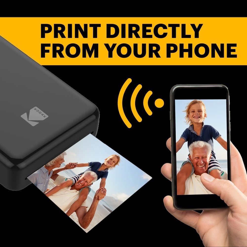 Kodak Mini 2 HD Wireless Mobile Instant Fotodrucker w / 4 Pass patentierte Drucktechnologie (Schwarz