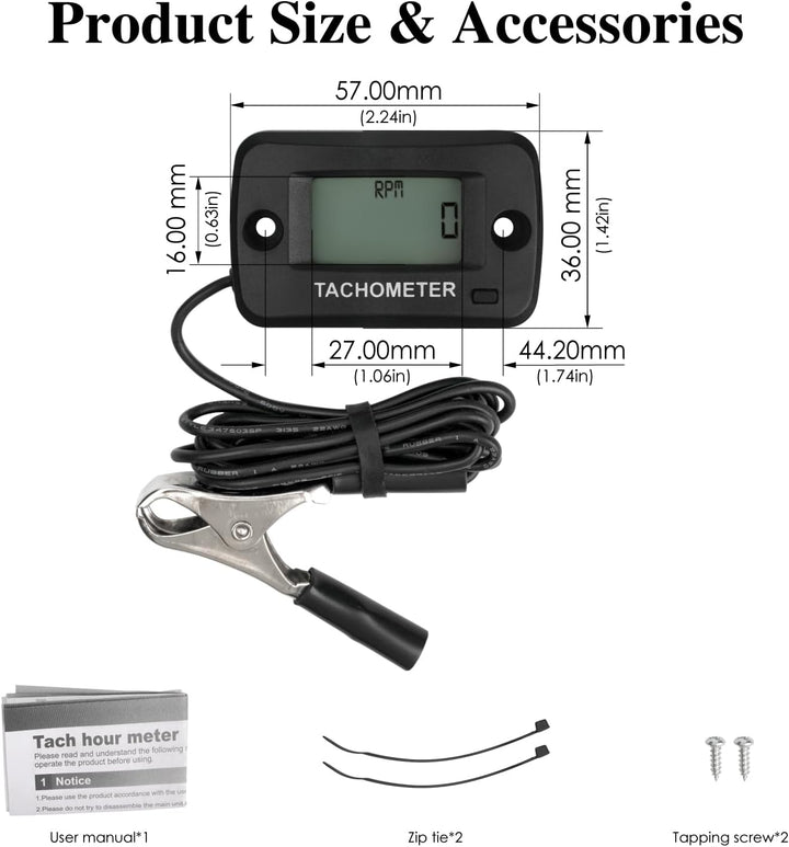 NInE-ROnG Jayron LCD Digital Benzin Induktiver Drehzahlmesser Wasserdicht für Motorrad Motocross Ras