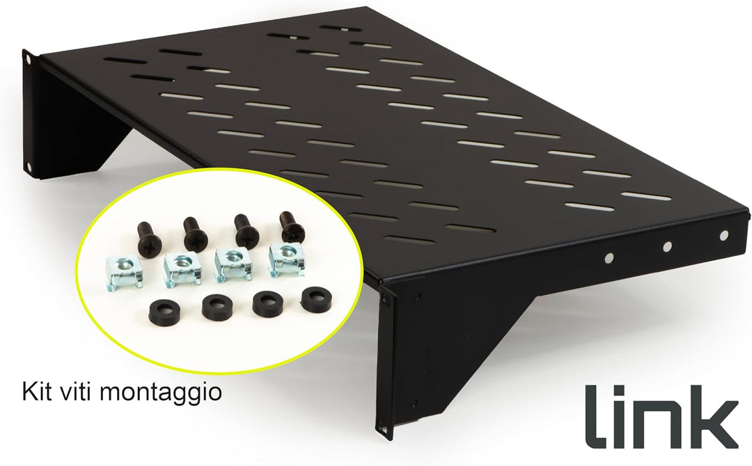 LINK Regal für Schrank 19 Zoll, 2 Einheiten Tiefe 250 mm (Universal) Farbe Schwarz