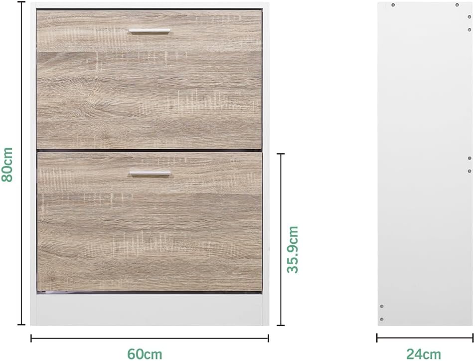 CASABEL Schuhschrank für 12 Paar – grosse Kapazität für Eingangsbereich – L 60 x T 24 x H 80 cm – Tü