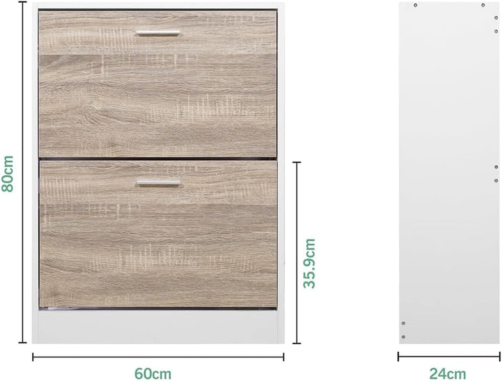 CASABEL Schuhschrank für 12 Paar – grosse Kapazität für Eingangsbereich – L 60 x T 24 x H 80 cm – Tü