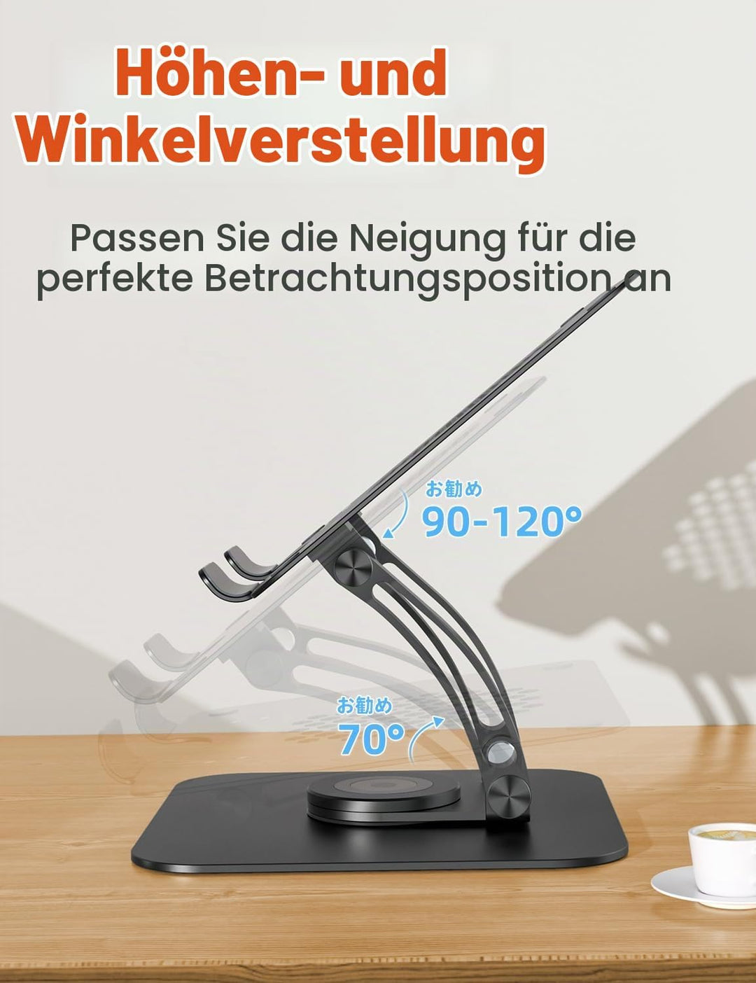 Laptop Ständer mit 360° Drehbarer Basis, Ergonomisch Laptopständer Höhenverstellbar, Laptop Erhoehun