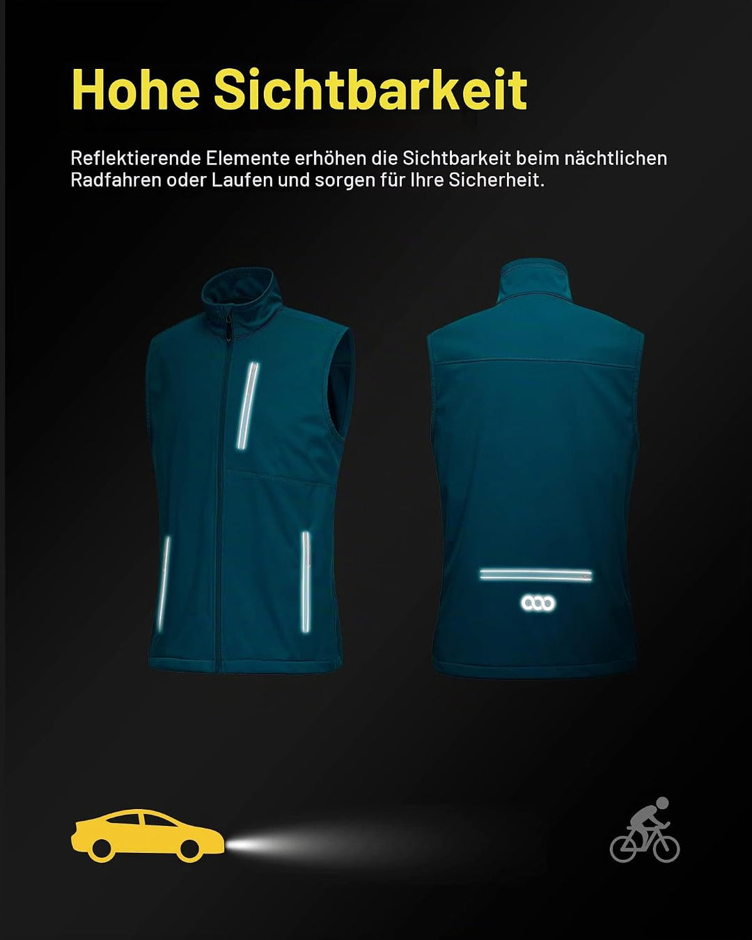 33,000ft Leichte Softshell Weste für Herren, Wasserdichte Winddichte Laufweste, Atmungsaktive Vest G