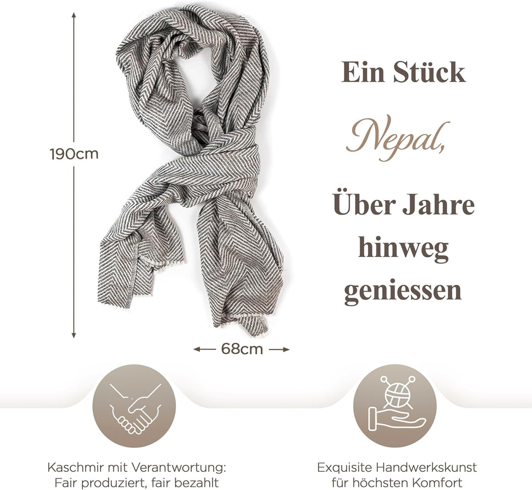 yanopurna Unisex-Kaschmirschal – Handgewebte Stola Aus 100% Kaschmirwolle – Warmer Wickelschal, Hals