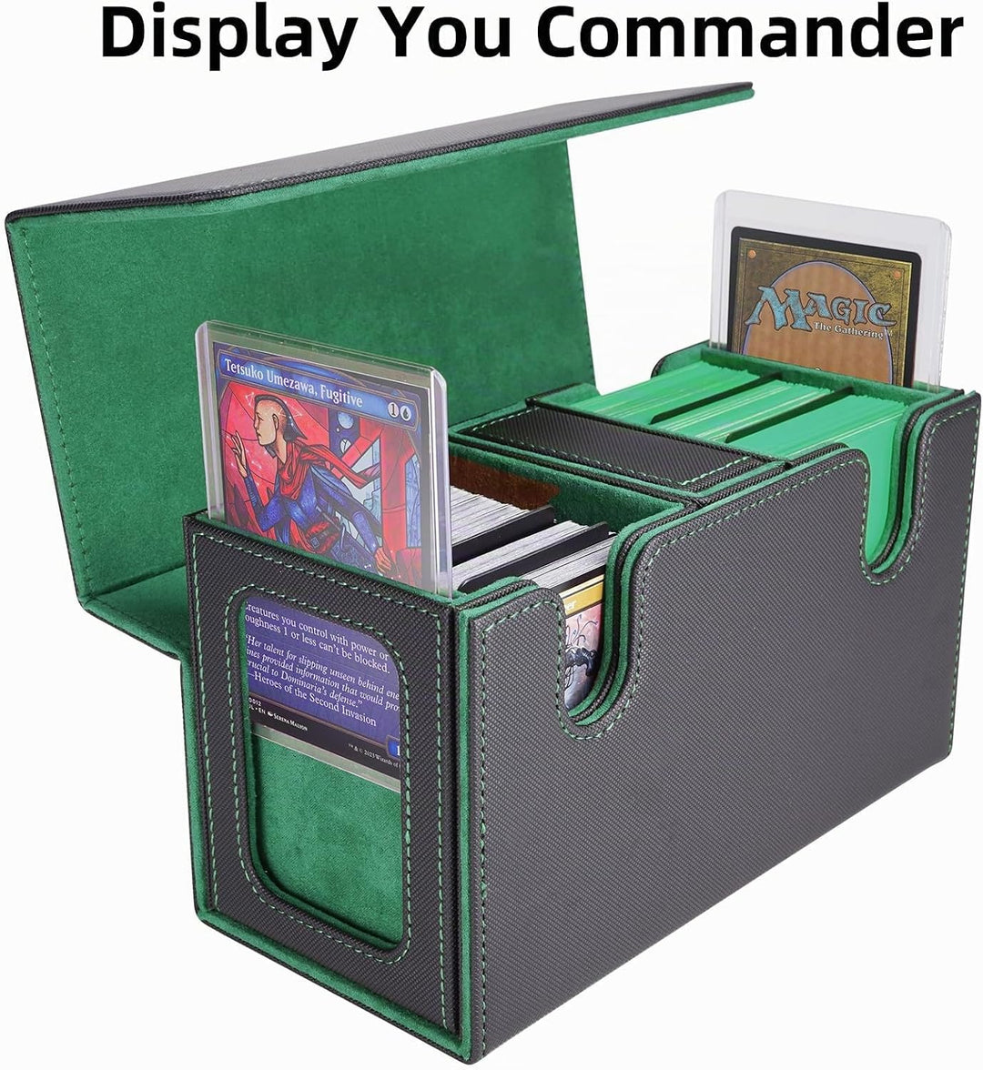 AFIING MTG Commander Kartenbox, 3-in-1 Karten-Aufbewahrungsbox für 200+ doppelt gesleevte Karten, Ma