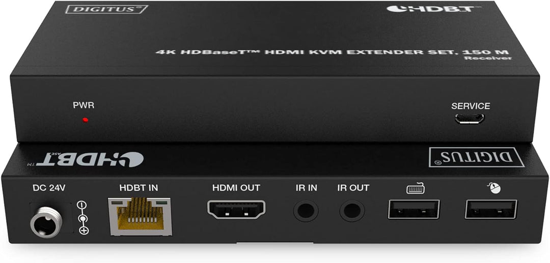 DIGITUS HDMI KVM Extender - 4k/60Hz - Sender & Empfänger - HDBaseT 1.0 - HDMI 2.0b - USB 1.1 - Reich