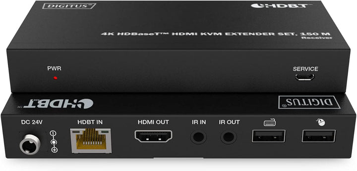 DIGITUS HDMI KVM Extender - 4k/60Hz - Sender & Empfänger - HDBaseT 1.0 - HDMI 2.0b - USB 1.1 - Reich