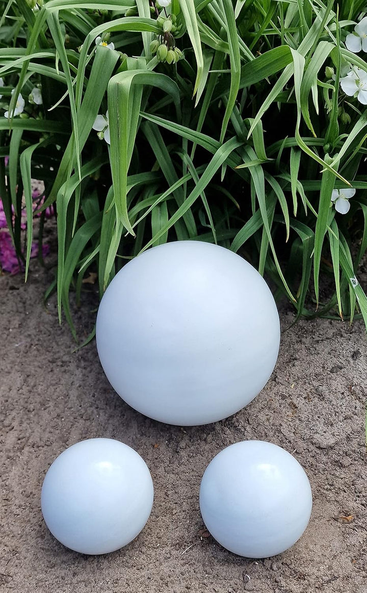 Dekokugel weiss matt 3er Set 20-10-10 cm aus Edelstahl Kugel Dekorationskugel Gartenkugel
