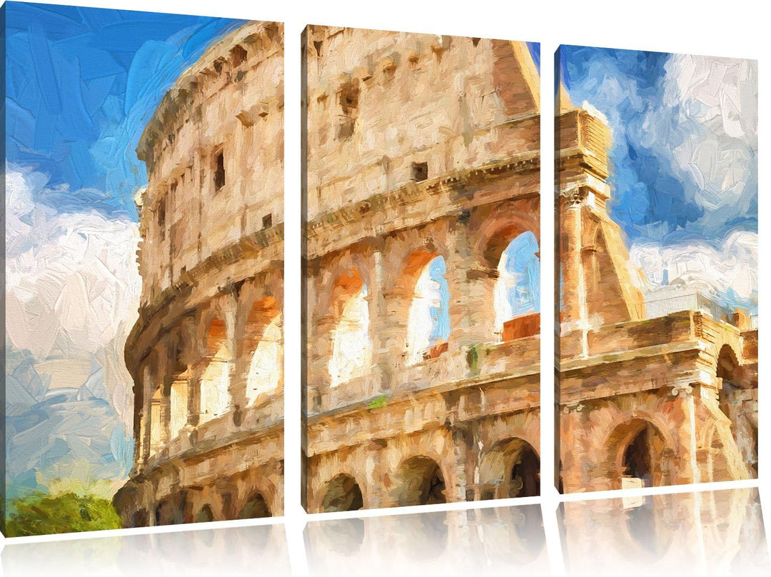 Pixxprint Kolosseum in Rom als Leinwandbild/Grösse: 3 Teilig (120x80) cm/Wandbild/Kunstdruck/fertig