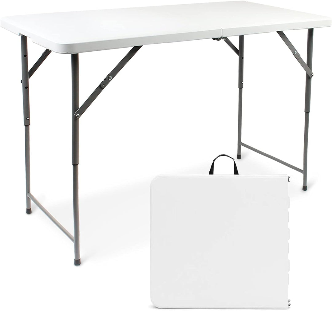 Todeco Campingtisch höhenverstellbar, Gartentisch rechteckig mit Tragegriff, Partytisch 120x60x76cm,
