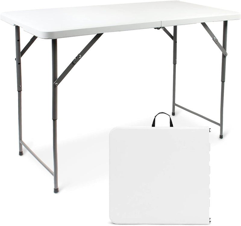 Todeco Campingtisch höhenverstellbar, Gartentisch rechteckig mit Tragegriff, Partytisch 120x60x76cm,