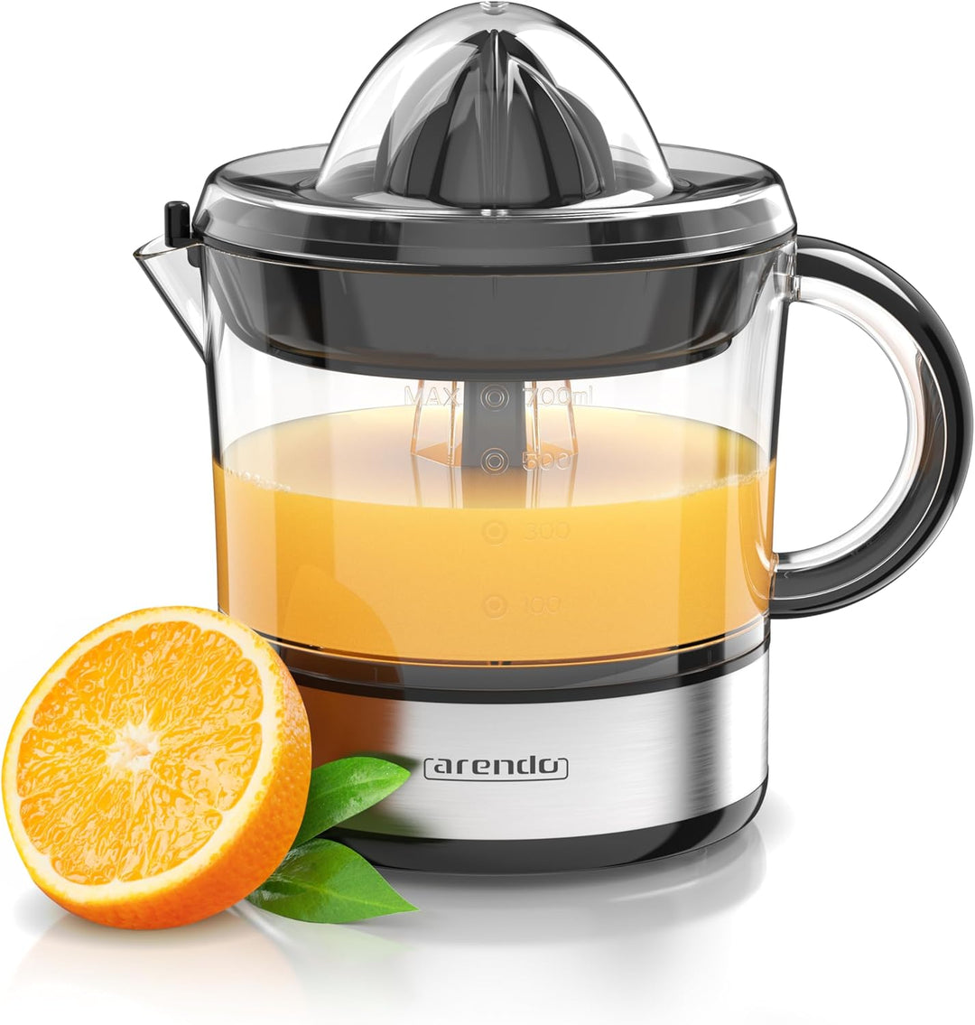 Arendo - elektrische Saftpresse 700 ml - Zitruspresse Orangenpresse Entsafter - 2 Presskegel – Klars