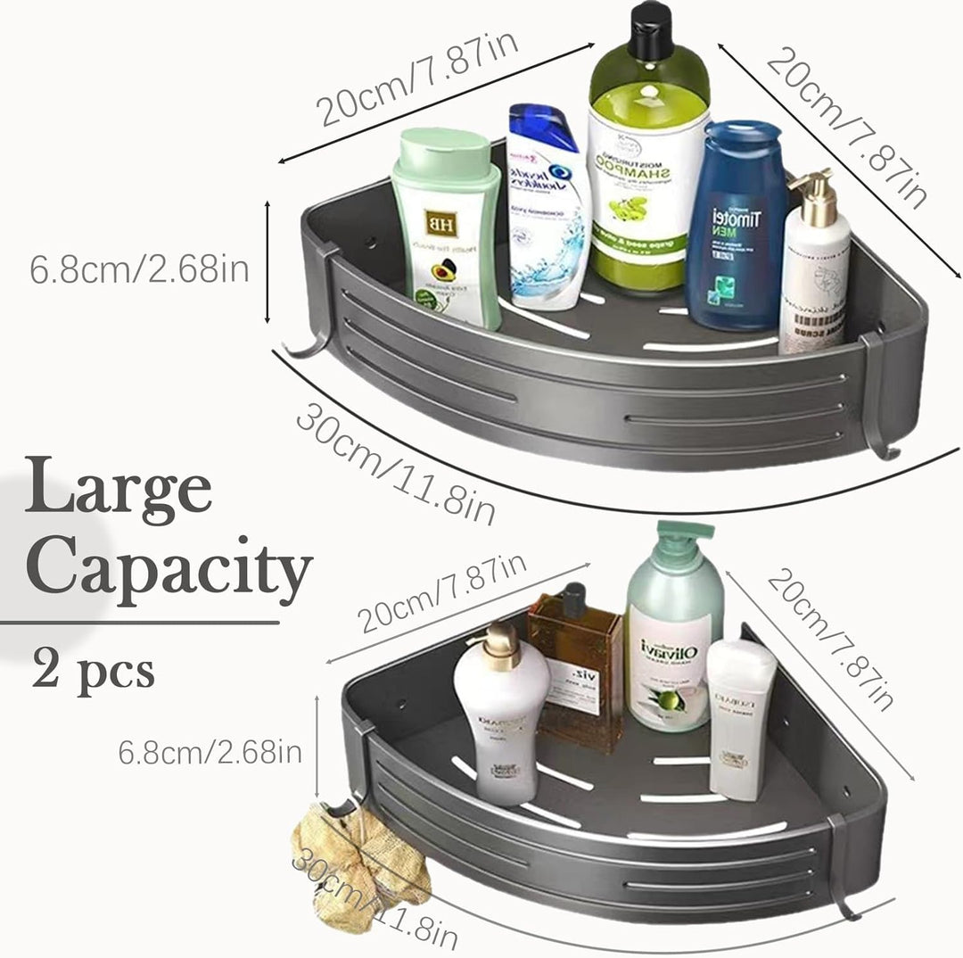 Duschablage ohne Bohren - Der perfekte Badezimmer Organizer! Eckregal für Dusche & Bad mit 4 Haken.